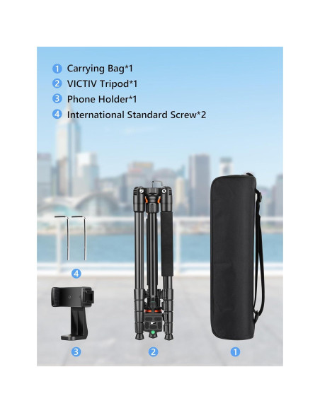 Trípode Profesional Victiv 200 cm para Cámara DSLR y Monopod