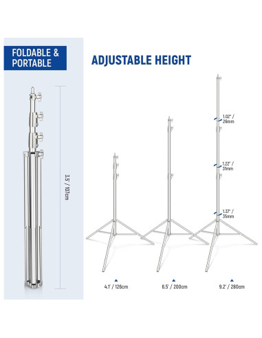 Soporte de Luz NEEWER ST-280SS 2.8m Acero Inoxidable Ajustable