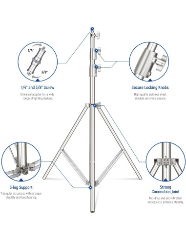 Soporte de Luz NEEWER ST-280SS 2.8m Acero Inoxidable Ajustable