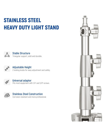 Soporte de Luz NEEWER ST-280SS 2.8m Acero Inoxidable Ajustable