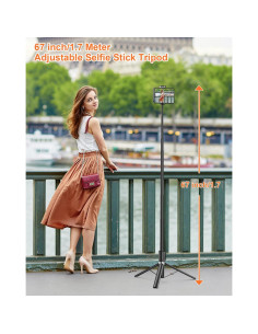 Selfie Stick Tripod Macrae 1.7m con Control Remoto Inalámbrico 2