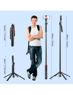 Trípode Selfie PEUJTEO 182.88 cm con Control Remoto y Gimbal 2