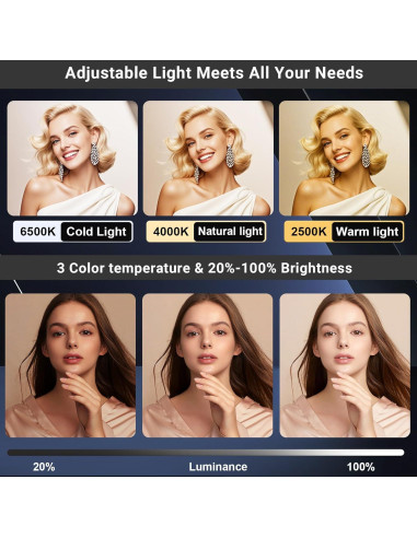 Luz de Anillo Cuadrada Inalámbrica Voinap VN08 4000mAh