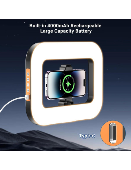 Luz de Anillo Cuadrada Inalámbrica Voinap VN08 4000mAh