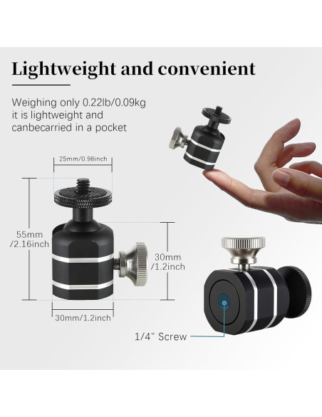 Cabezal de bola mini universal Folgtek para trípode 4.54kg