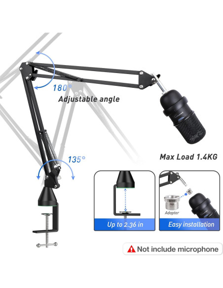 Brazo de Boom para Micrófono HyperX SoloCast - Soporte Ajustable Brazo de Boom para Micrófono HyperX SoloCast - Soporte Ajustable