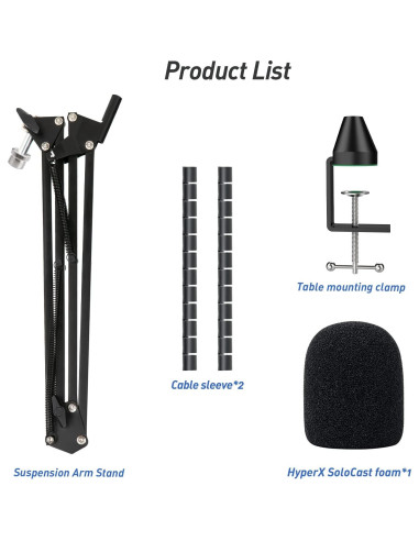 Brazo de Boom para Micrófono HyperX SoloCast - Soporte Ajustable