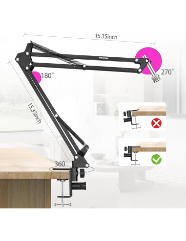 Soporte de Micrófono Marengo MS198 Giratorio 360 Negro