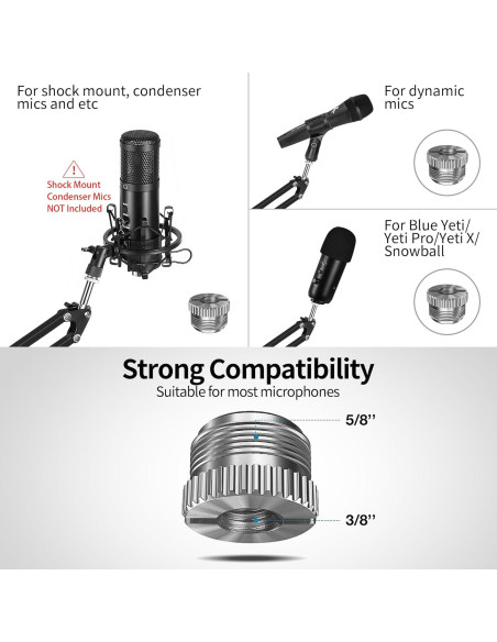 Soporte de Micrófono Marengo MS198 Giratorio 360 Negro