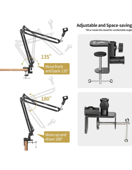 Soporte de Micrófono Marengo MS198 Giratorio 360 Negro