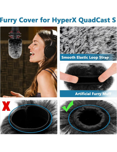 Kit 3 en 1 Filtro Pop HyperX Quadcast S + Pantalla Peluda + Funda Espuma