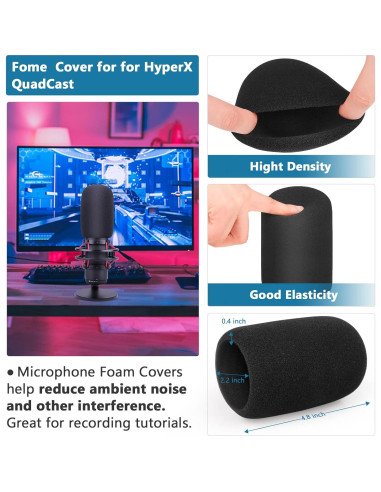 Kit 3 en 1 Filtro Pop HyperX Quadcast S + Pantalla Peluda + Funda Espuma