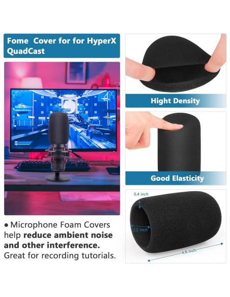 Kit 3 en 1 Filtro Pop HyperX Quadcast S + Pantalla Peluda + Funda Espuma