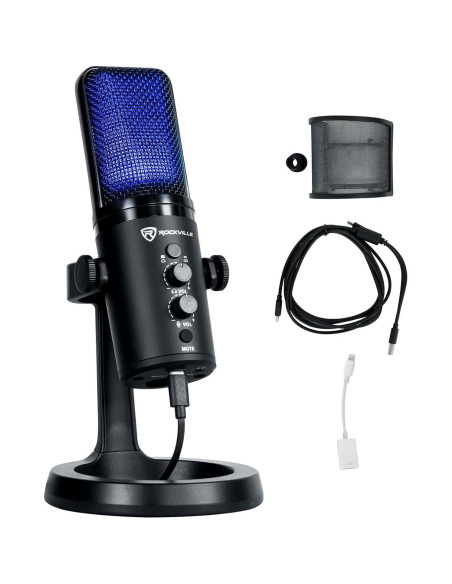 Micrófono USB Rockville ROCK-STREAM PRO + Soporte iSTAND 85