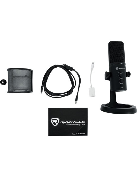 Micrófono USB Rockville ROCK-STREAM PRO + Soporte iSTAND 85