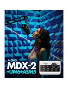 Kit de Podcasting Movo MDX-2 con 2 Micrófonos UM6 y Soportes 2