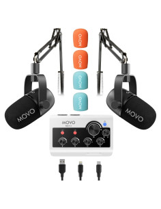 Kit de Podcast Movo PodPro-A con 2 Micrófonos y Soportes