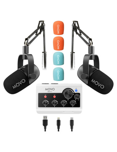 Kit de Podcast Movo PodPro-A con 2 Micrófonos y Soportes
