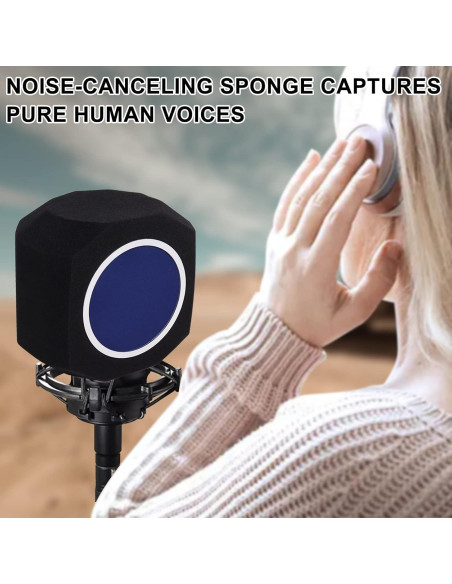 Bola de Aislamiento de Micrófono Profesional Azul con Filtro Antipop