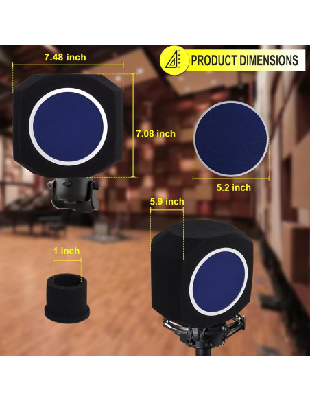 Bola de Aislamiento de Micrófono Profesional Azul con Filtro Antipop
