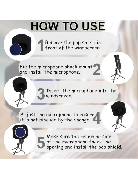 Bola de Aislamiento de Micrófono Profesional Azul con Filtro Antipop