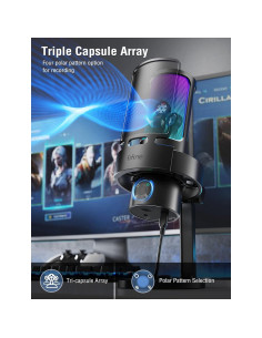 Micrófono USB Gaming FIFINE A8Plus+U1 con Filtro Pop y 4 Patrones 2