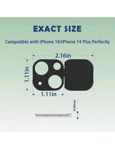 Cubierta de Cámara MakLuen para iPhone 14/14 Plus - Negro