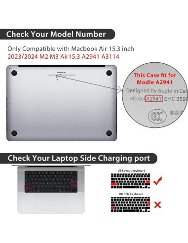 Funda Dura HOHAIYOO para MacBook Air 15" M4 M3 M2 Liquid Retina