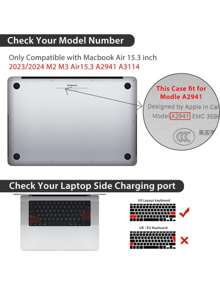 Funda Dura HOHAIYOO para MacBook Air 15" M4 M3 M2 Liquid Retina