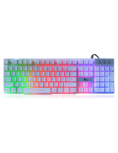 Teclado Gaming Rii RK100+ Blanco USB Retroiluminación LED