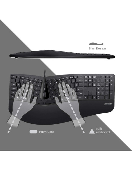 Combo Teclado Ergonómico Dividido USB Perixx Periduo-505