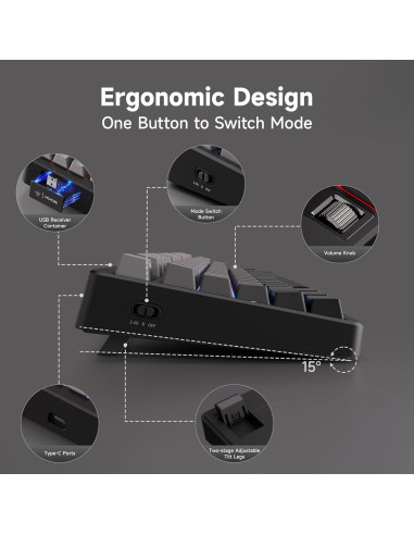 Teclado Mecánico Inalámbrico MCHOSE G87 RGB 87 Teclas