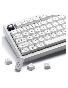 Teclado Mecánico XVX Cute Cat Keycaps PBT 143 Teclas Gato Blanco