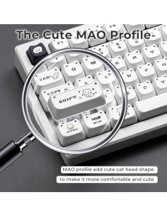 Teclado Mecánico XVX Cute Cat Keycaps PBT 143 Teclas Gato Blanco 2
