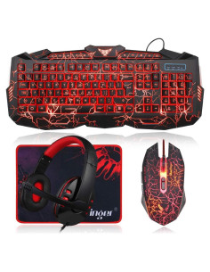 Combo Gaming BlueFinger: Teclado, Ratón y Auriculares LED