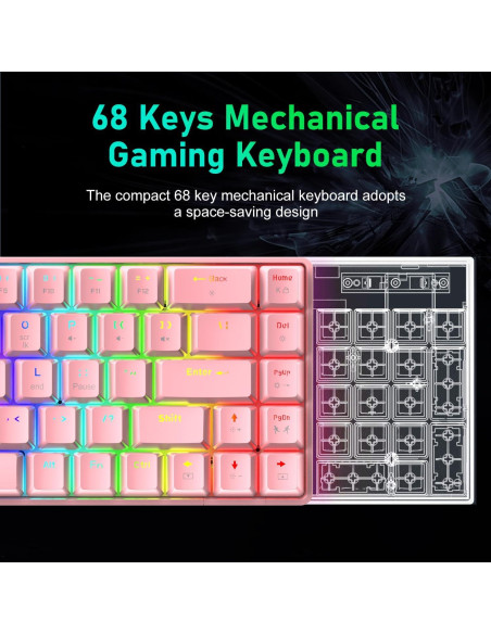 Combo Teclado Mecánico Gaming y Ratón LexonElec 68 Teclas RGB Combo Teclado Mecánico Gaming y Ratón LexonElec 68 Teclas RGB