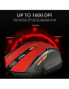 Ratón Gaming Mecánico Archuu 2.4G 1600 DPI Ergonómico Rojo 2