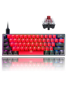 Teclado Mecánico Guffercty SK61 60% Gateron Óptico Rojo RGB