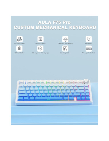 Combo Teclado Mecánico Inalámbrico AULA F75 Pro + Ratón SC580
