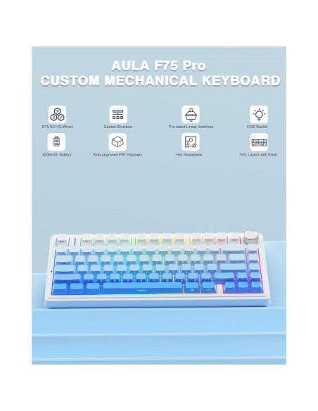 Combo Teclado Mecánico Inalámbrico AULA F75 Pro + Ratón SC580