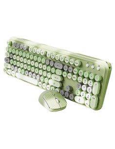 Combo Teclado y Ratón Inalámbrico TISHLED Verde Retro 105 Teclas