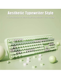 Combo Teclado y Ratón Inalámbrico TISHLED Verde Retro 105 Teclas 2