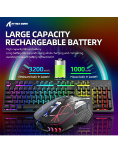 Combo Teclado y Ratón Inalámbrico A.jAZZ RGB Retroiluminado 2