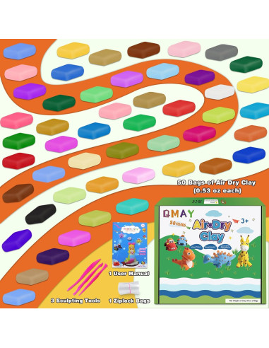Kit de Arcilla Secada al Aire QMay - 50 Colores, 750g