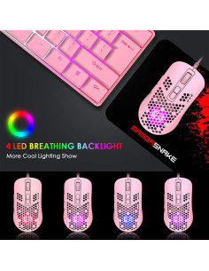 Ratón para Juegos con Cable LexonElec Rosa 2400 DPI RGB 2