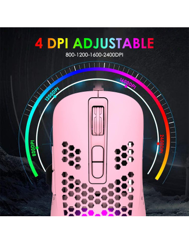 Ratón para Juegos con Cable LexonElec Rosa 2400 DPI RGB
