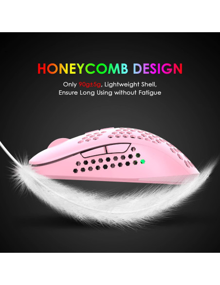 Ratón para Juegos con Cable LexonElec Rosa 2400 DPI RGB