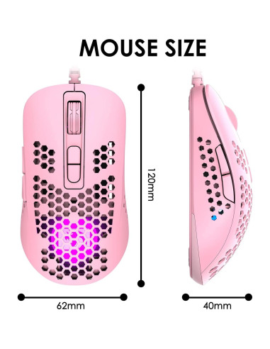 Ratón para Juegos con Cable LexonElec Rosa 2400 DPI RGB