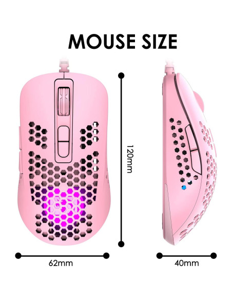 Ratón para Juegos con Cable LexonElec Rosa 2400 DPI RGB
