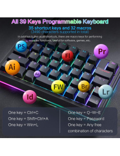 Teclado Mecánico Koolertron Retroiluminado RGB 39 Teclas 2